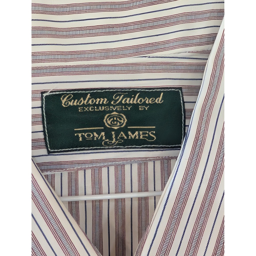 Tom James Custom Tailored Striped Long Sleeve Dress Shirt 16.5 /‎ 39 - Picture 2 of 8